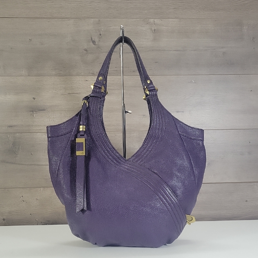 orYANY Purple Leather Hobo Bag with Tassel